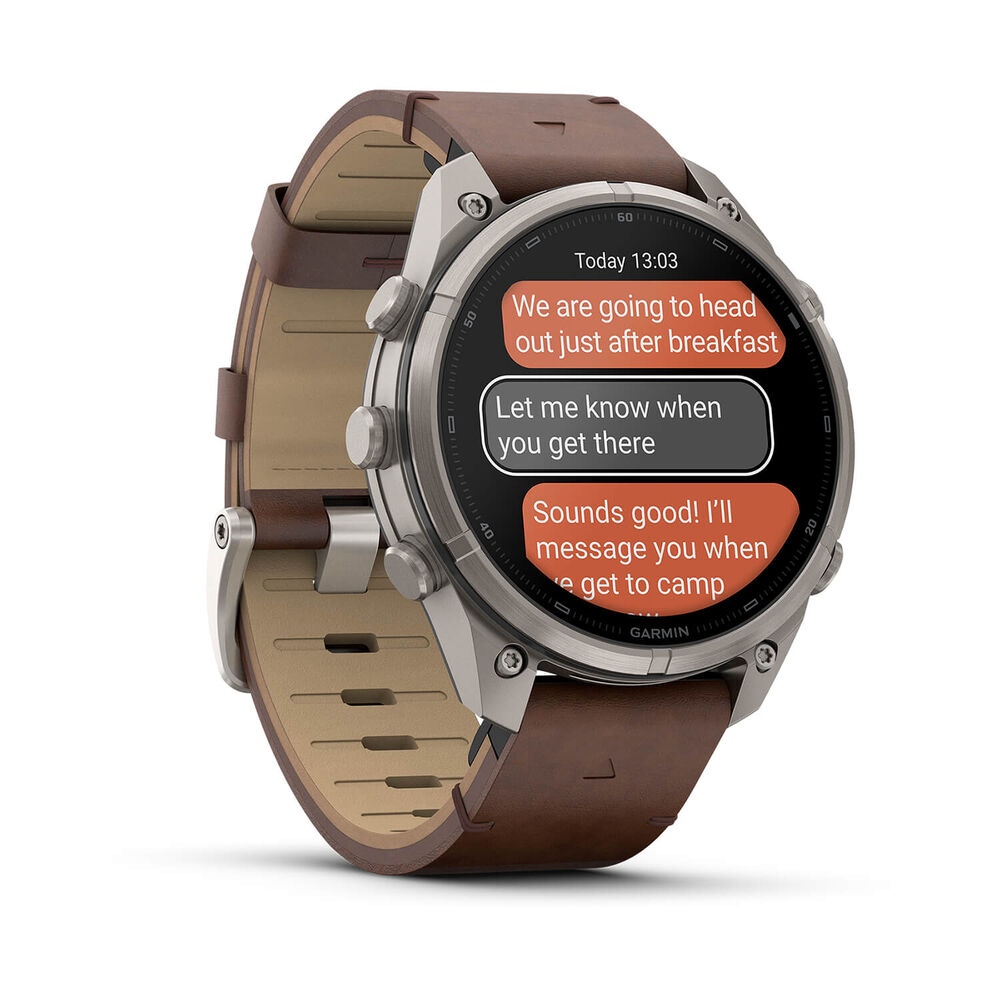 Garmin fenix 9 Pro 47mm Titanium Walnut Leather Strap Watch