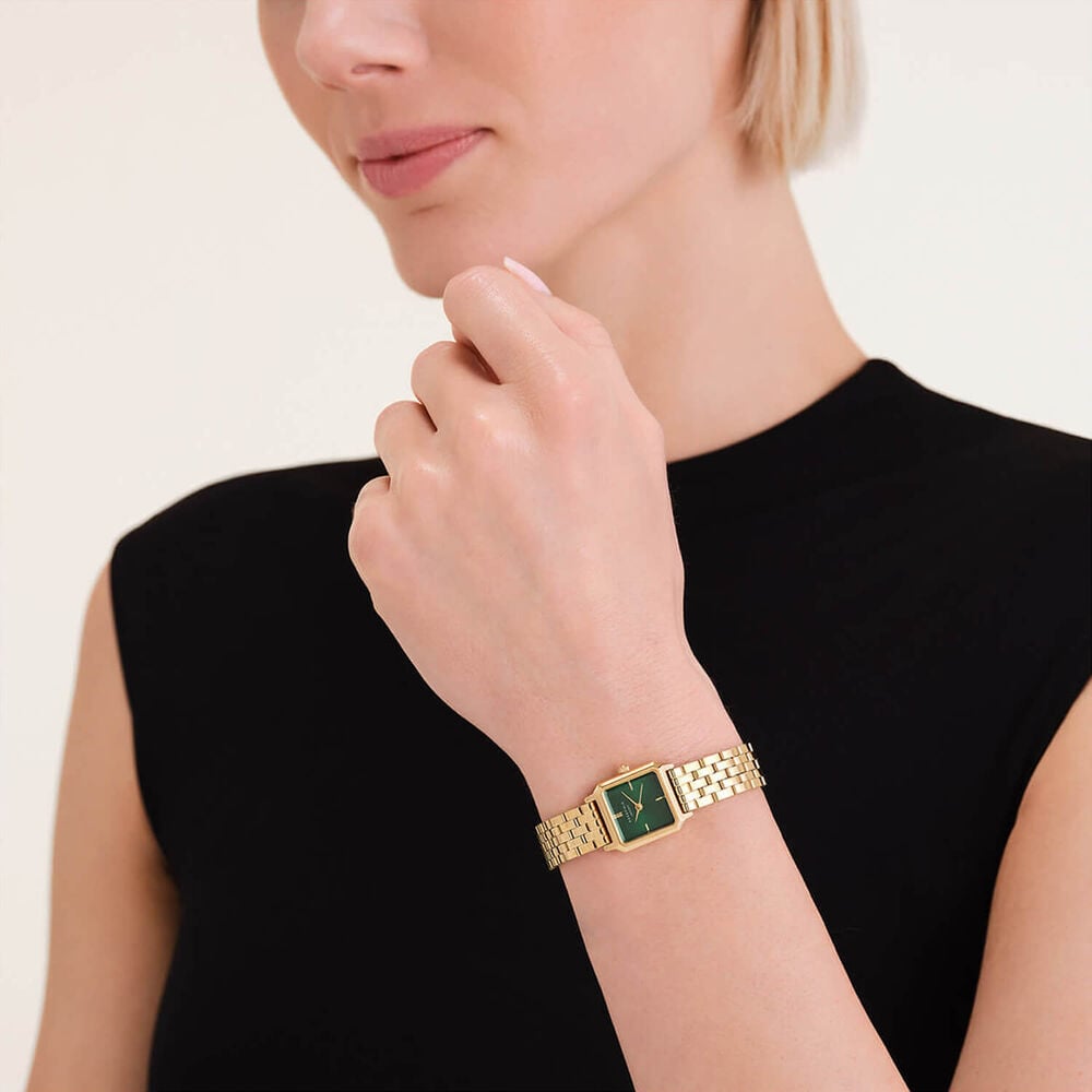 Rosefield Boxelle Emerald 19.5x19.5mm Dial 23k Gold Plated Steel Bracelet Watch image number 3