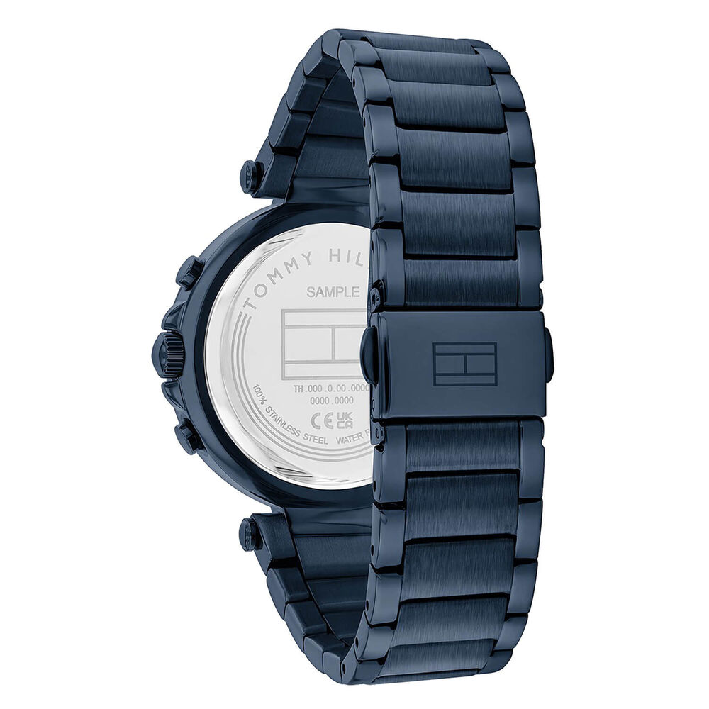 Tommy Hilfiger Chronograph 38mm Blue Dial Cubic Zirconia Set Bezel Steel Bracelet Watch image number 2