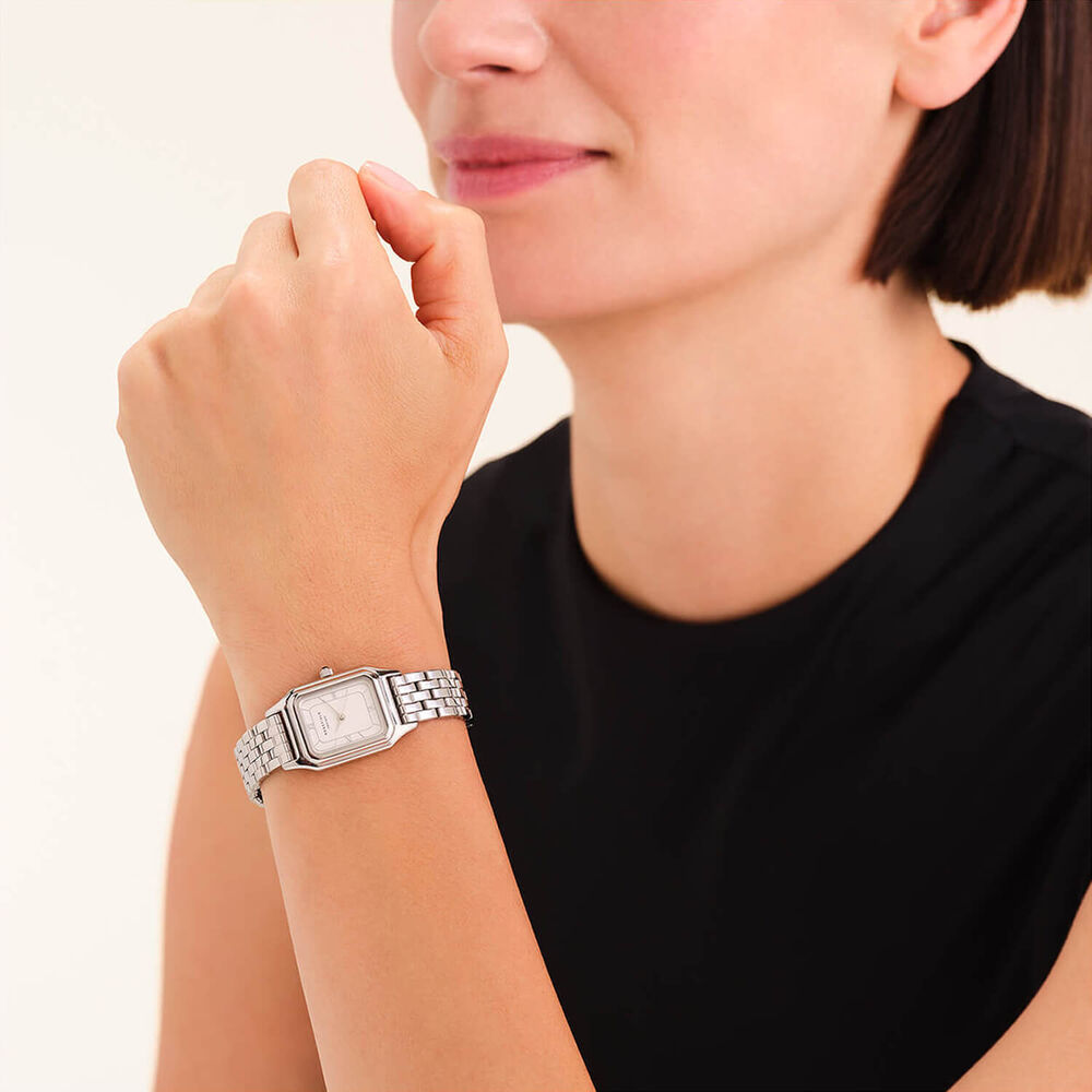 Rosefield Ivy White Silver 21x26mm Dial Stainless Steel Bracelet Watch image number 3