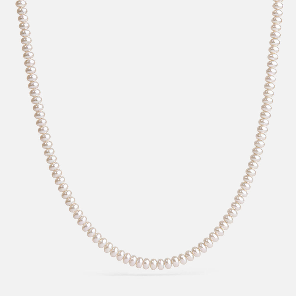 Sterling Silver Oval Freshwater Pearl Strand Necklet