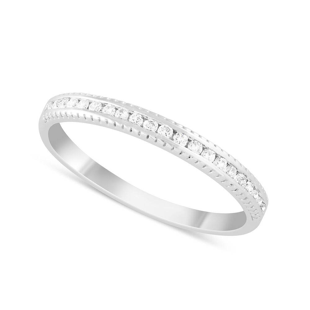 Ladies 9ct White Gold Beaded Edge Half Eternity Ring image number 0