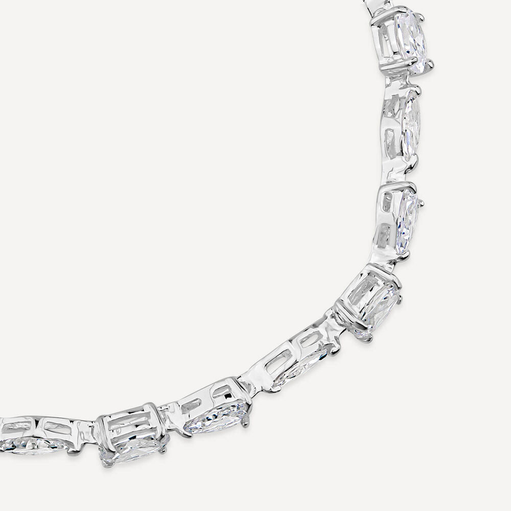 Sterling Silver Marquise & Pear& Oval Shape Cubic Zirconia Bracelet