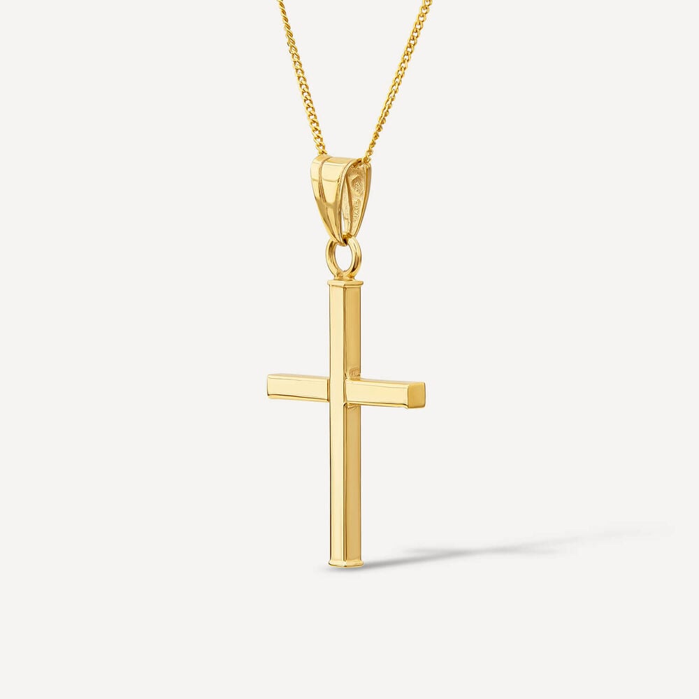 9ct Gold Cross Pendant (Chain Included) image number 2