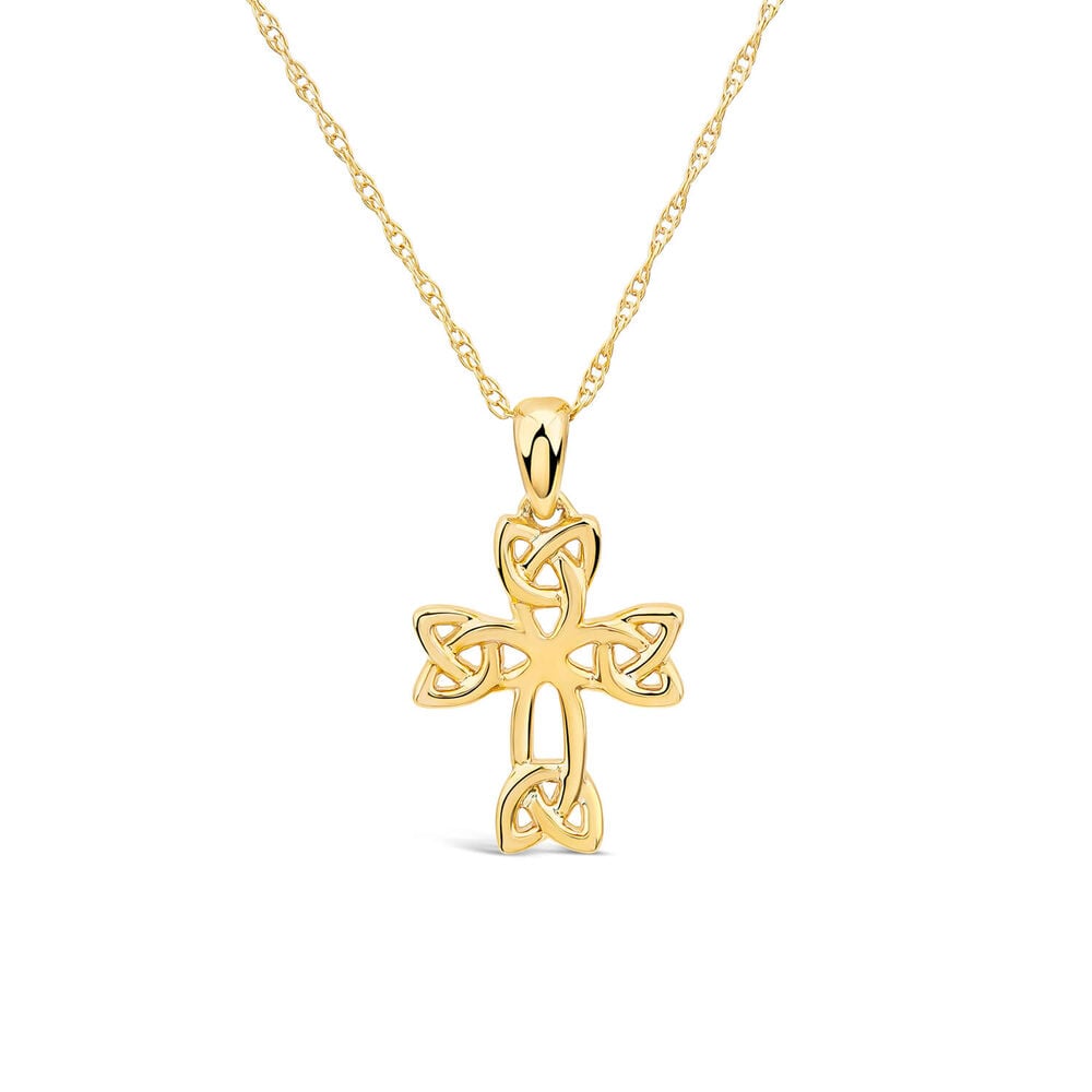 9ct Yellow Gold Celtic Knot Cross Pendant image number 0