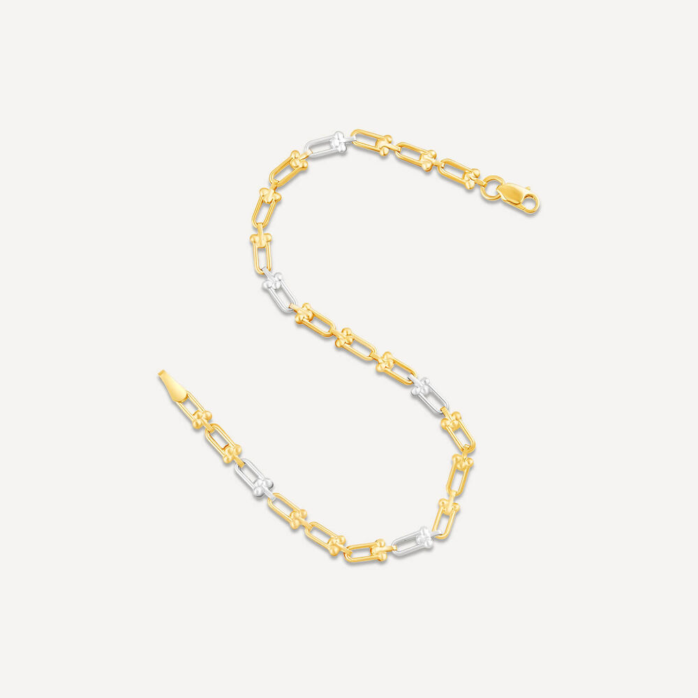 9ct Yellow & White Gold Stirrup Bracelet image number 3