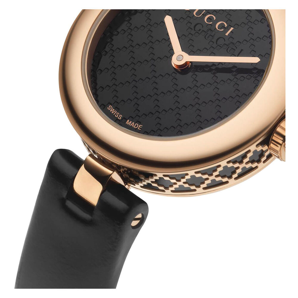 Gucci Diamantissima Ladies' Rose Gold-tone and Black Leather Strap Watch image number 11