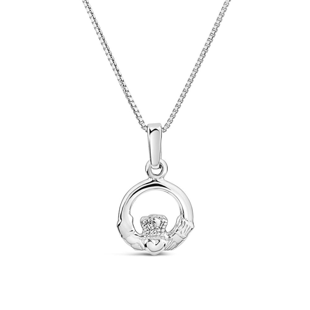 Sterling Silver Small Plain Claddagh Pendant image number 0