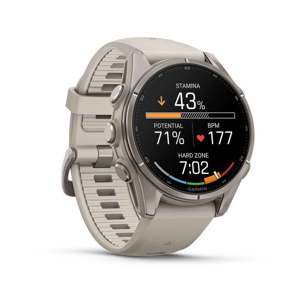 Garmin fenix 9 43mm Titanium Fog Grey Silicone Strap Watch