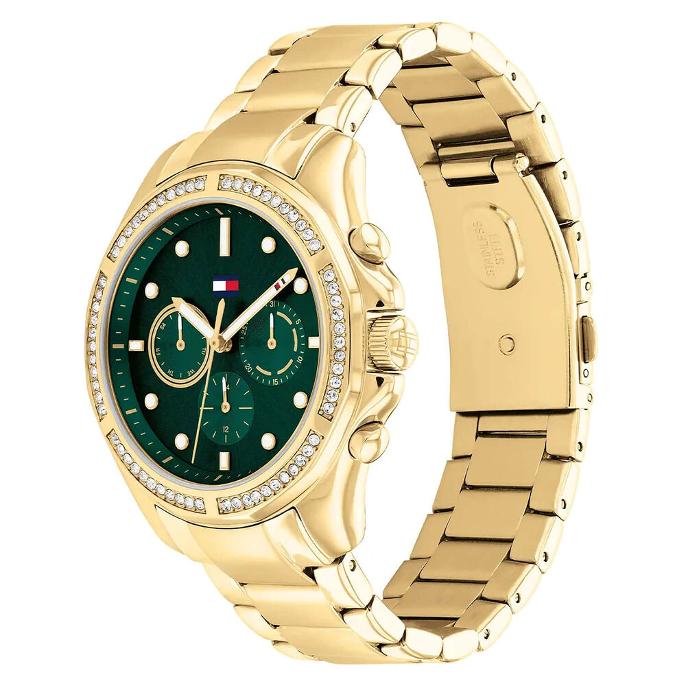 Tommy Hilfiger 41mm Green Dial Yellow Gold PVD Bracelet Watch