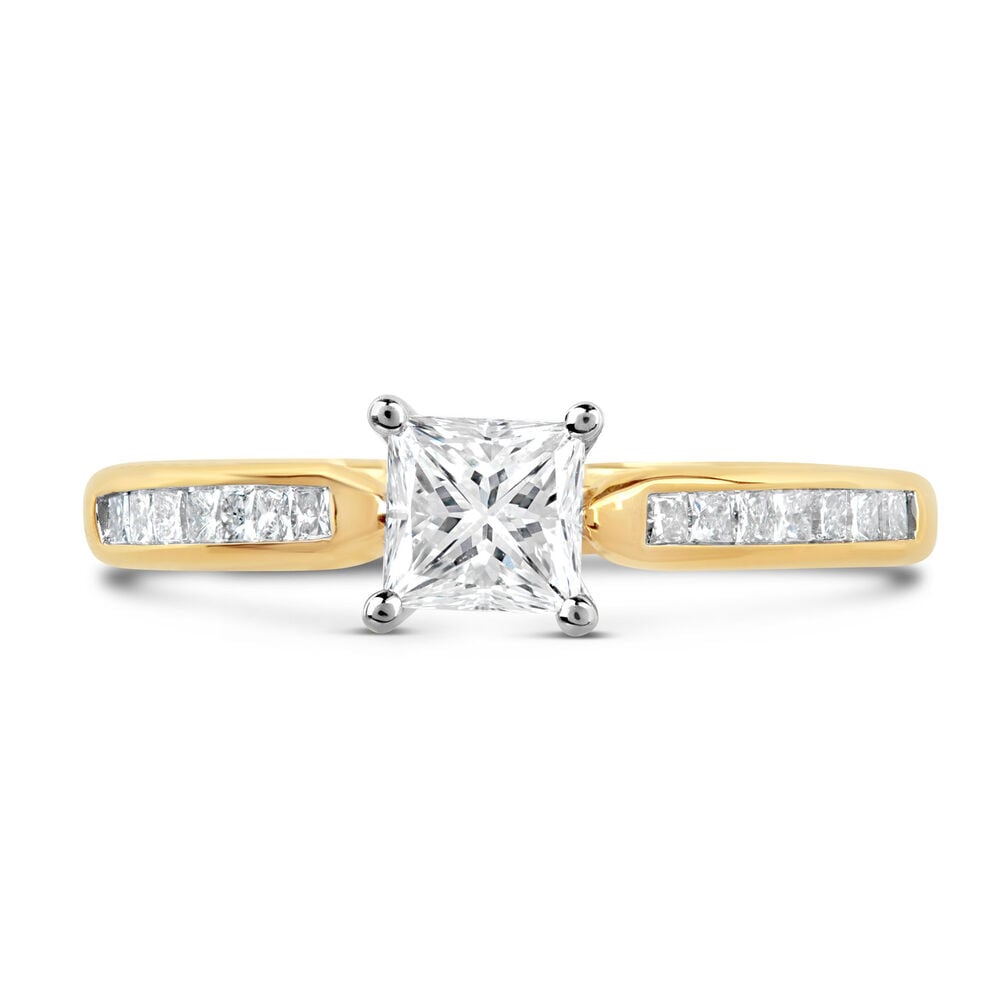 18ct Yellow Gold 0.75ct Princess Diamond Tulip Setting Ring image number 1