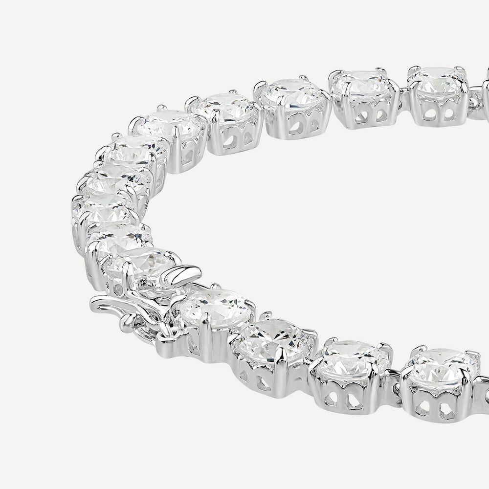 Sterling Silver Cubic Zirconia Claw Set Tennis Bracelet image number 4