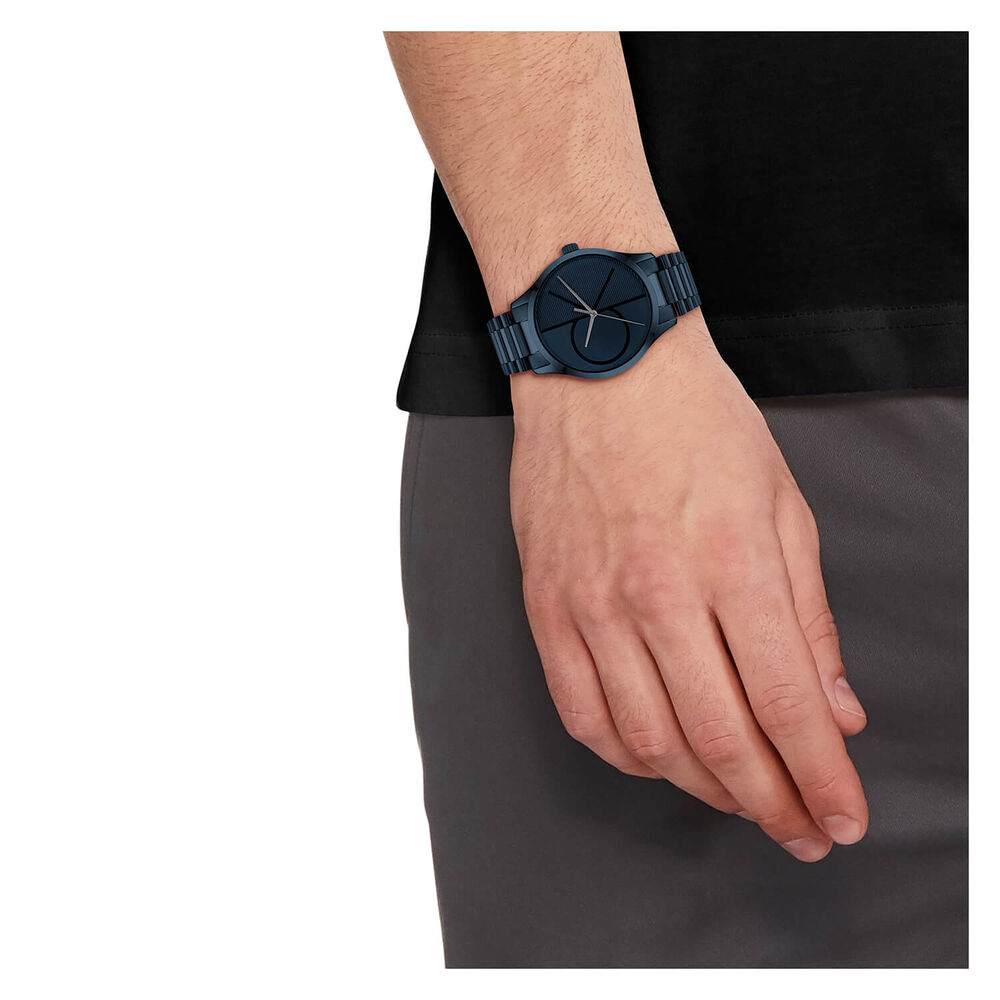 Calvin Klein Iconic 40mm Dark Blue Monogramed Dial Blue Bracelet Watch image number 3