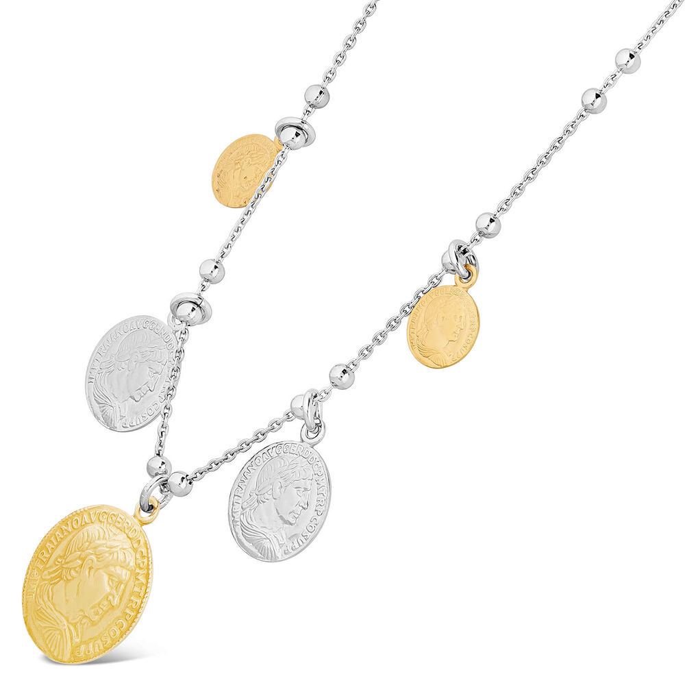 Sterling Silver and Yellow Gold Plated Coin Ladies Necklace image number 1