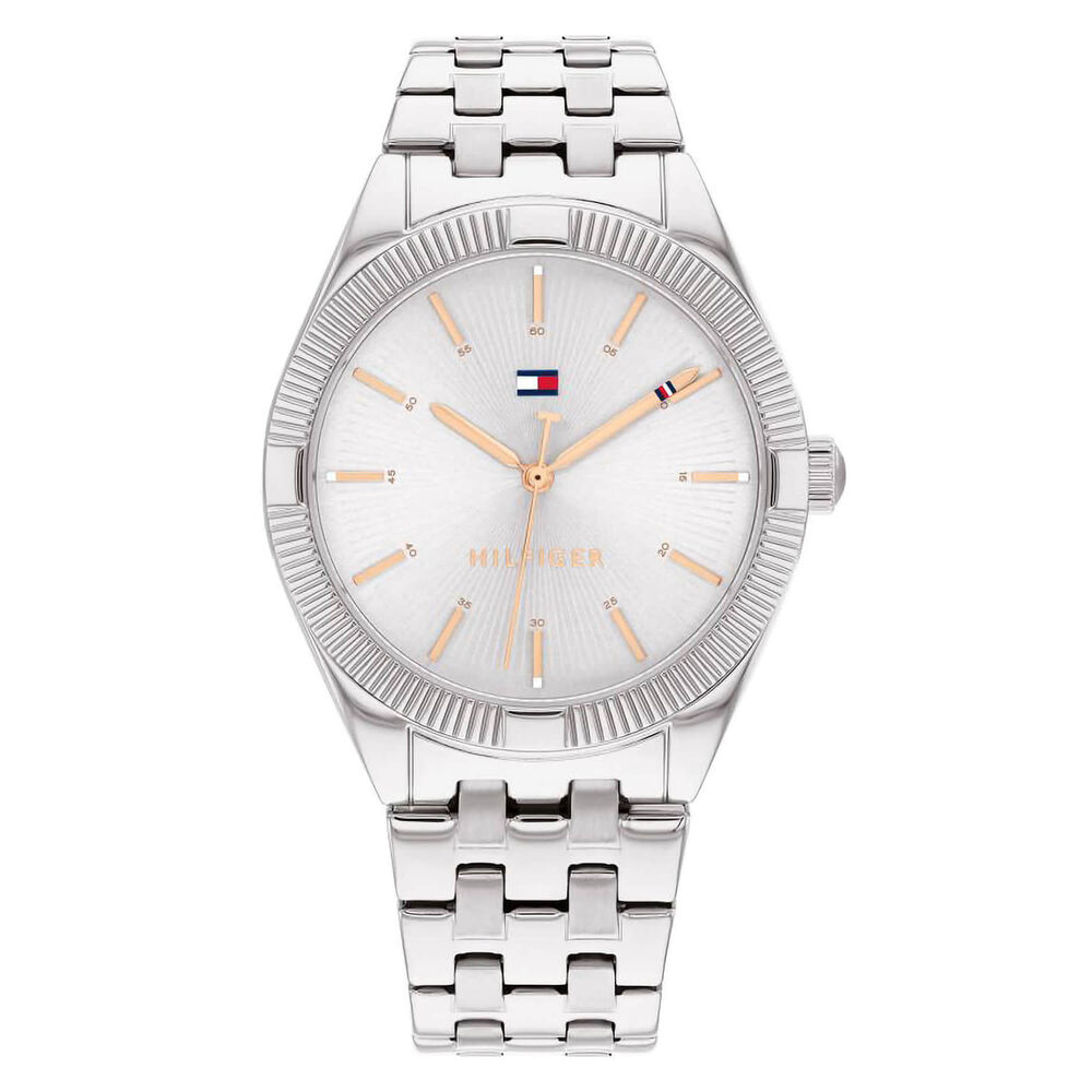 Tommy Hilfiger 34mm Silver Dial Rose Gold Detail Watch