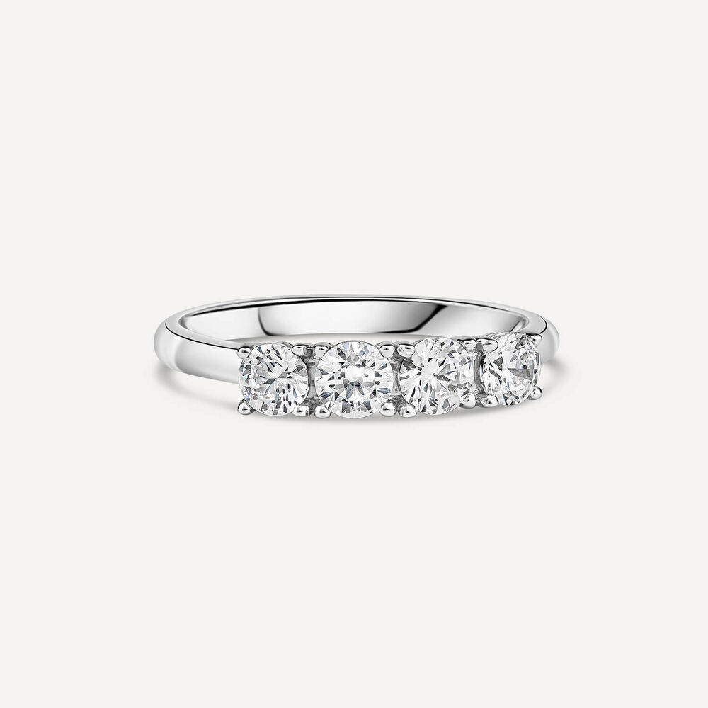 18ct White Gold Tulip Setting Four Stone 0.80 Carat Diamond Ring image number 2
