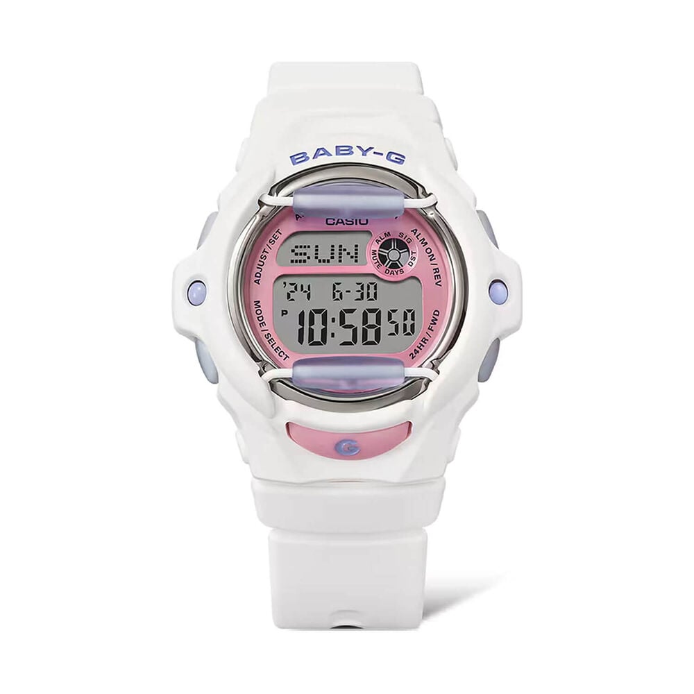 Casio BABY-G Beach Style Series 45.9x42.6mm Pink Dial White Resin Strap Watch