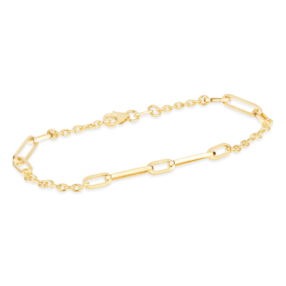 9ct Yellow Gold Long Open Link Stations Ladies Bracelet image number 1