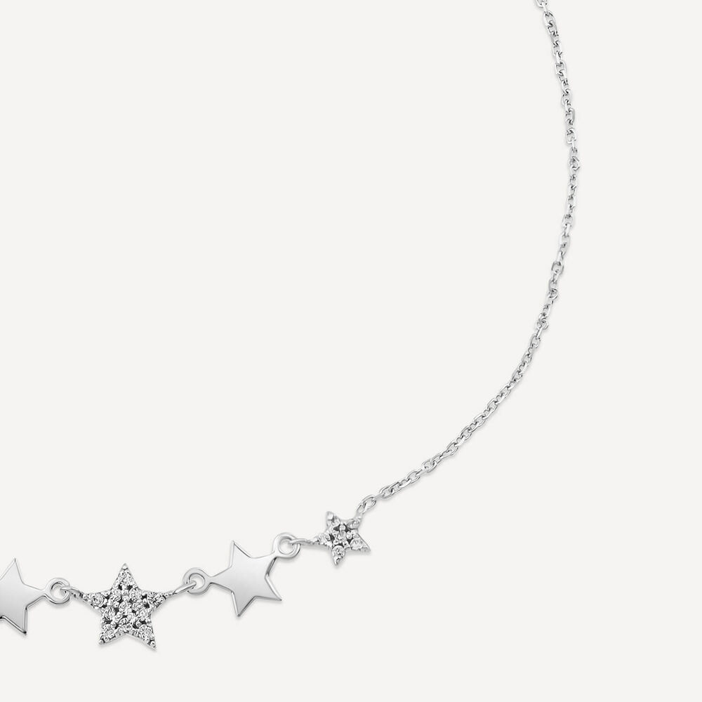 9ct White Gold Polished & Cubic Zirconia Stars Bracelet image number 1