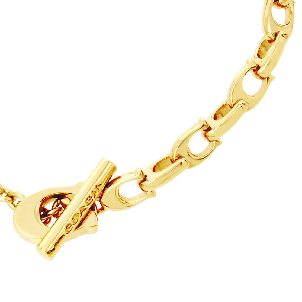 Coach Gold Tone Brass Signature Link Bracelet