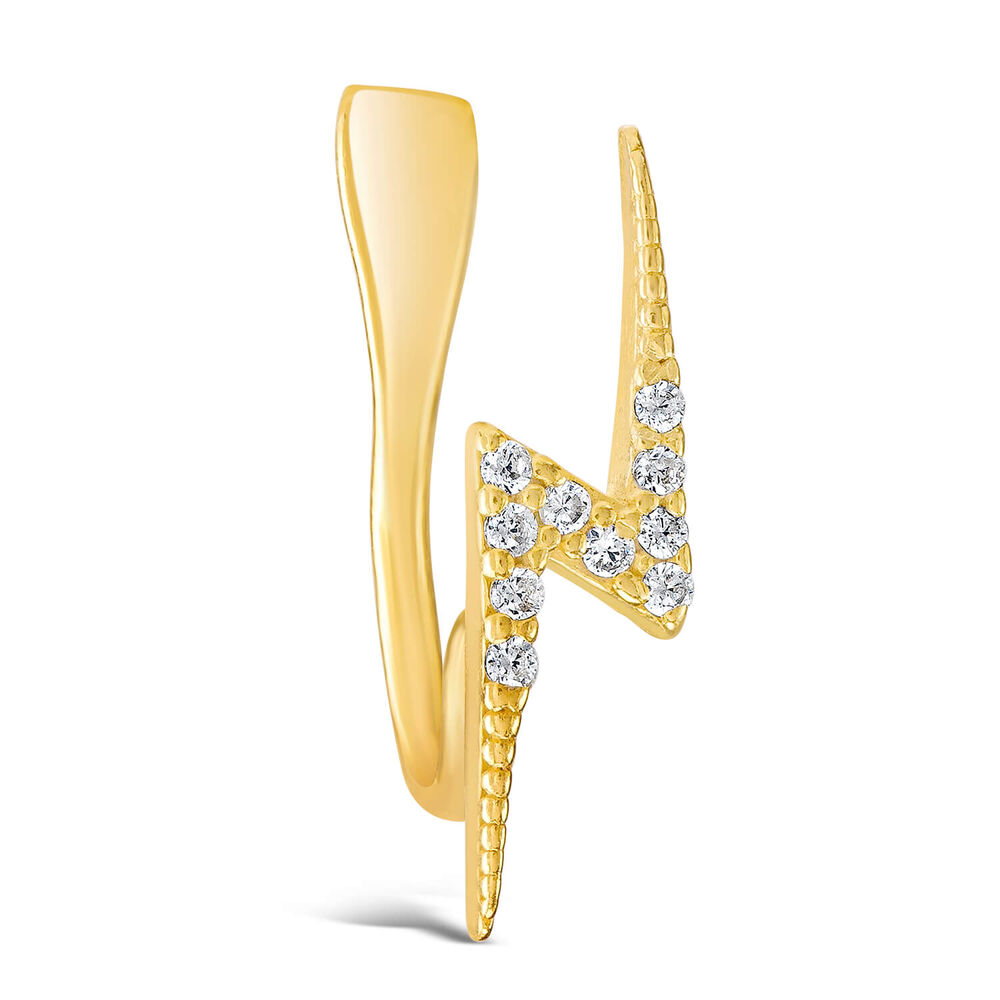 Silver & Gold Plated Cubic Zirconia Set Lightning Single Cuff Earring