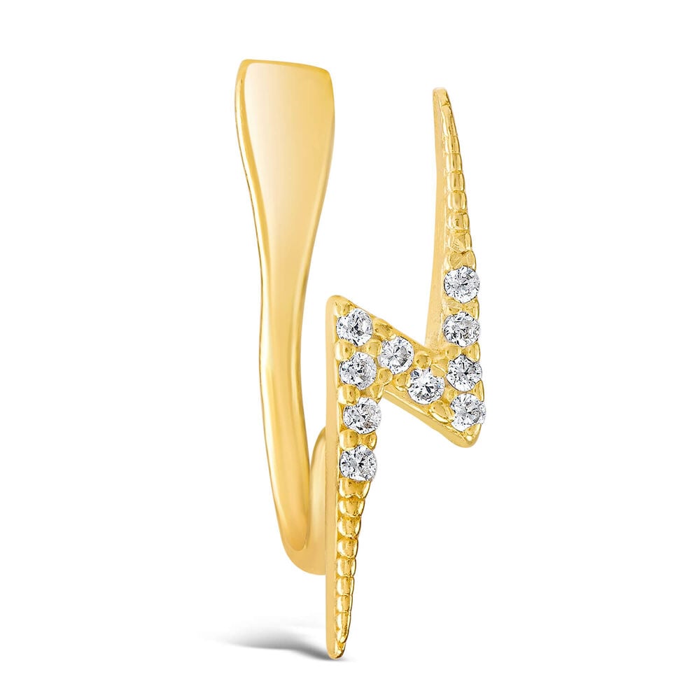 Silver & Gold Plated Cubic Zirconia Set Lightning Single Cuff Earring