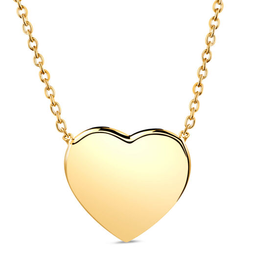 9ct Yellow Gold Plain Polished Heart Necklet
