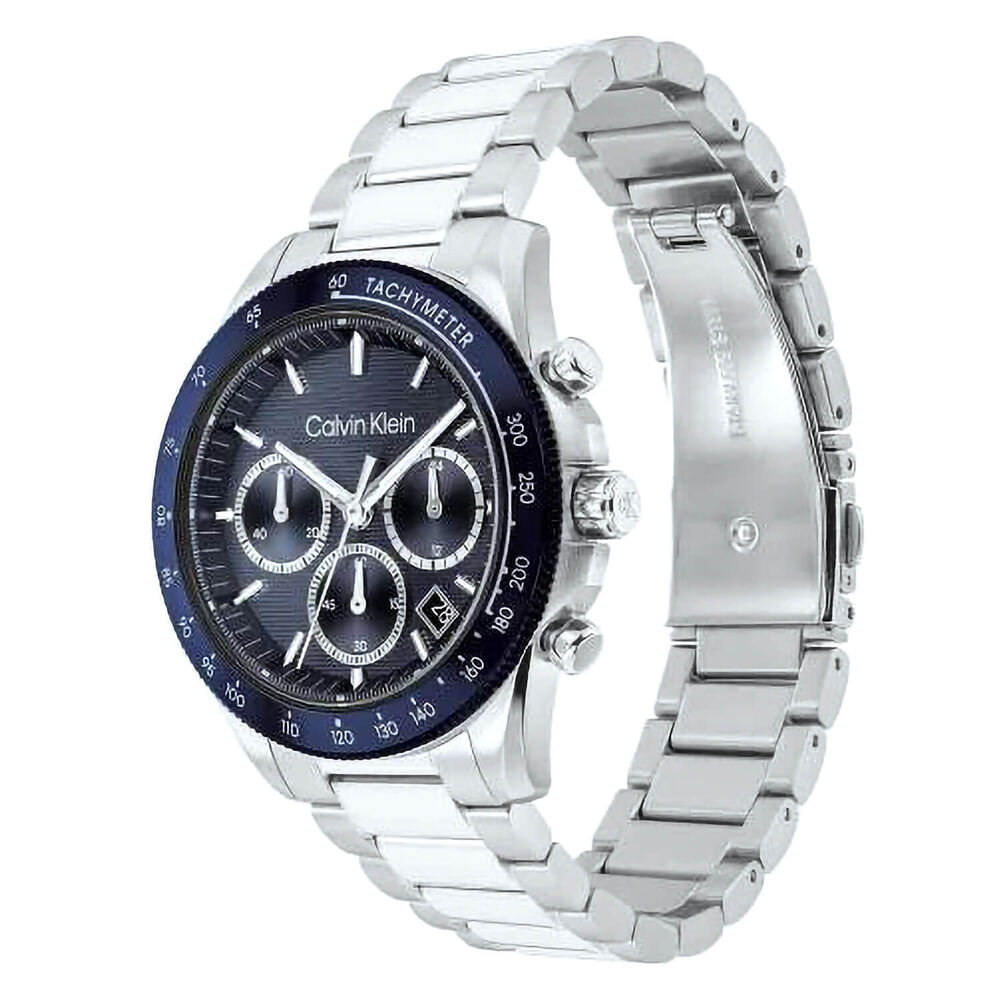 Calvin Klein Sport Luxe 40mm Blue Dial Stainless Steel Bracelet Chronograph Watch