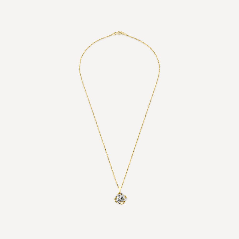 9ct White & Yellow Gold 0.25ct Diamond Knot Wrap Pendant image number 3