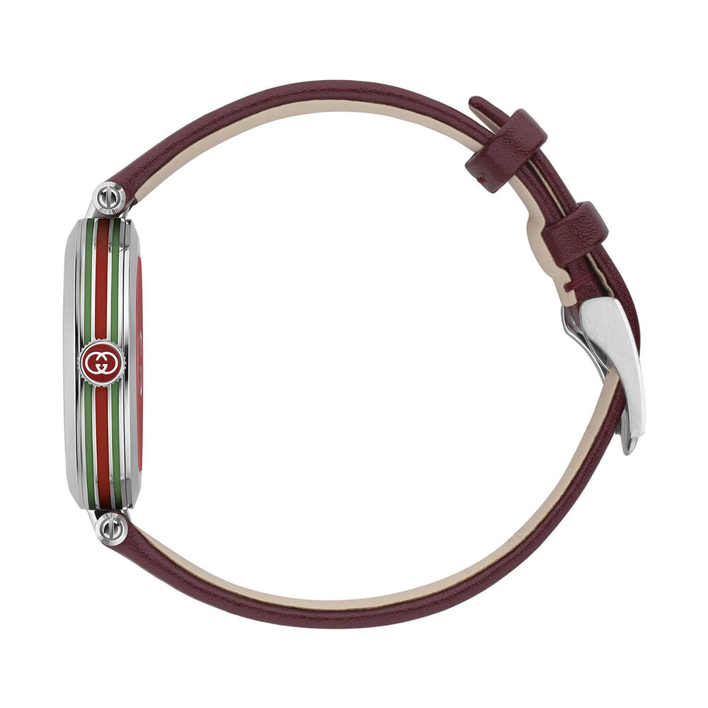 Gucci Model 2000 30mm Silver Dial Red Leather Strap Watch