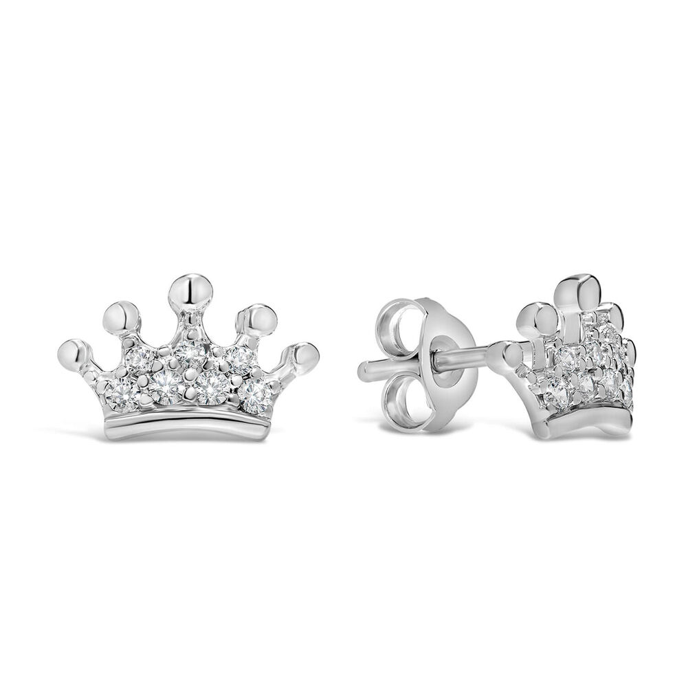 Sterling silver Cubic Zirconia Setting Crown Stud