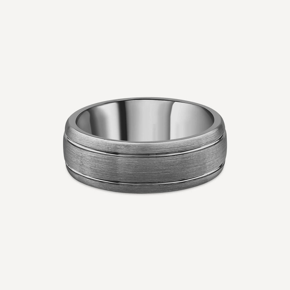 Tungsten Matte Two Line 8mm Men's Ring image number 2