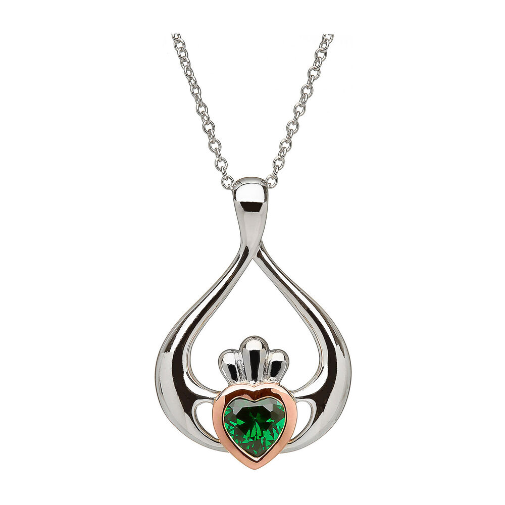 House of Lor 9ct Irish Rose Gold and Sterling Silver Claddagh Pendant