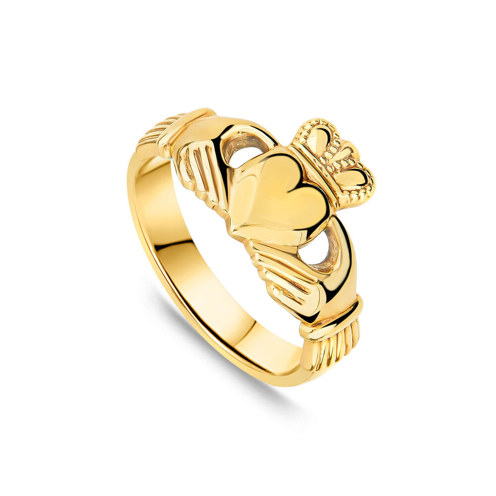 9ct Yellow Gold Hollow Back Claddagh Ring