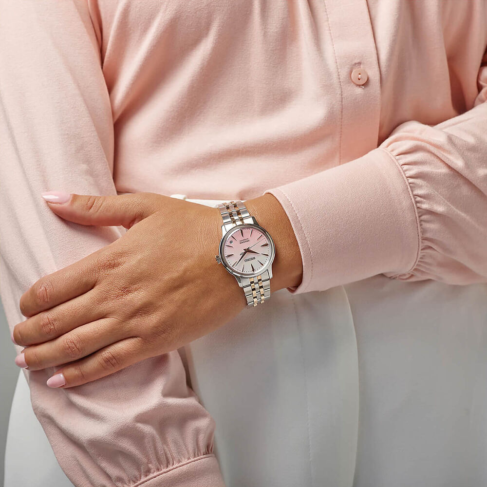 Seiko Presage &lsquo;Springtime&rsquo; Cocktail Time Limited Edition 34mm Pink Dial Steel Bracelet Watch image number 7