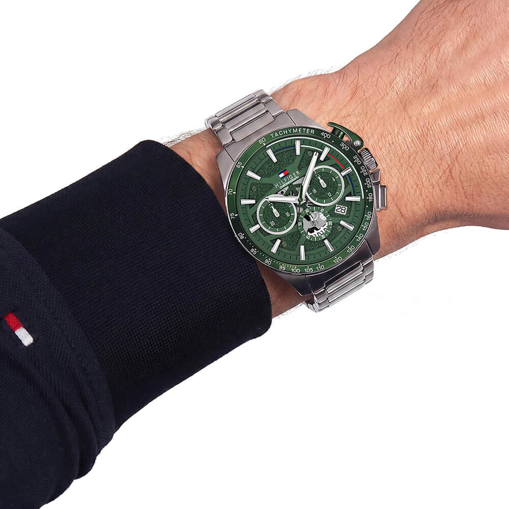 Tommy Hilfiger 44m Green Dial Steel Bracelet Watch
