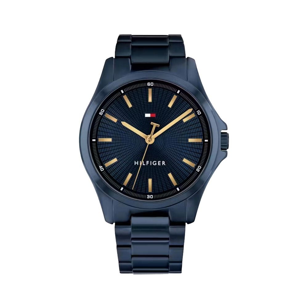 Tommy Hilfiger 43mm Blue Dial Ionic Plated Stainless Steel Bracelet Watch