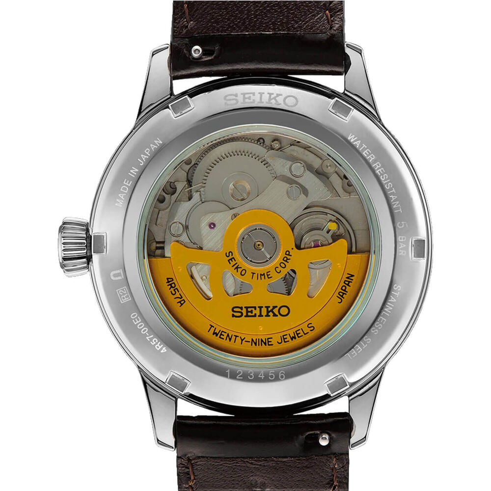 Seiko Presage Cocktail Time ‘Mockingbird’ 40.5mm Green Dial Brown Strap Watch