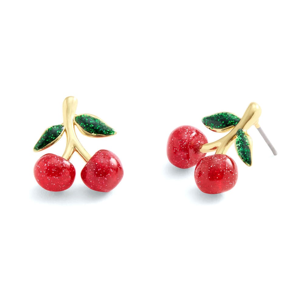 Coach Gold Tone Brass Cherry Cluster Stud Earrings
