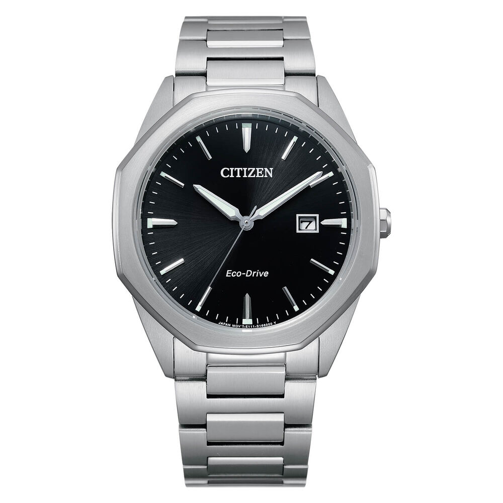Citizen Eco Drive Corso 41mm Black Dial Steel Case Bracelet Watch image number 0