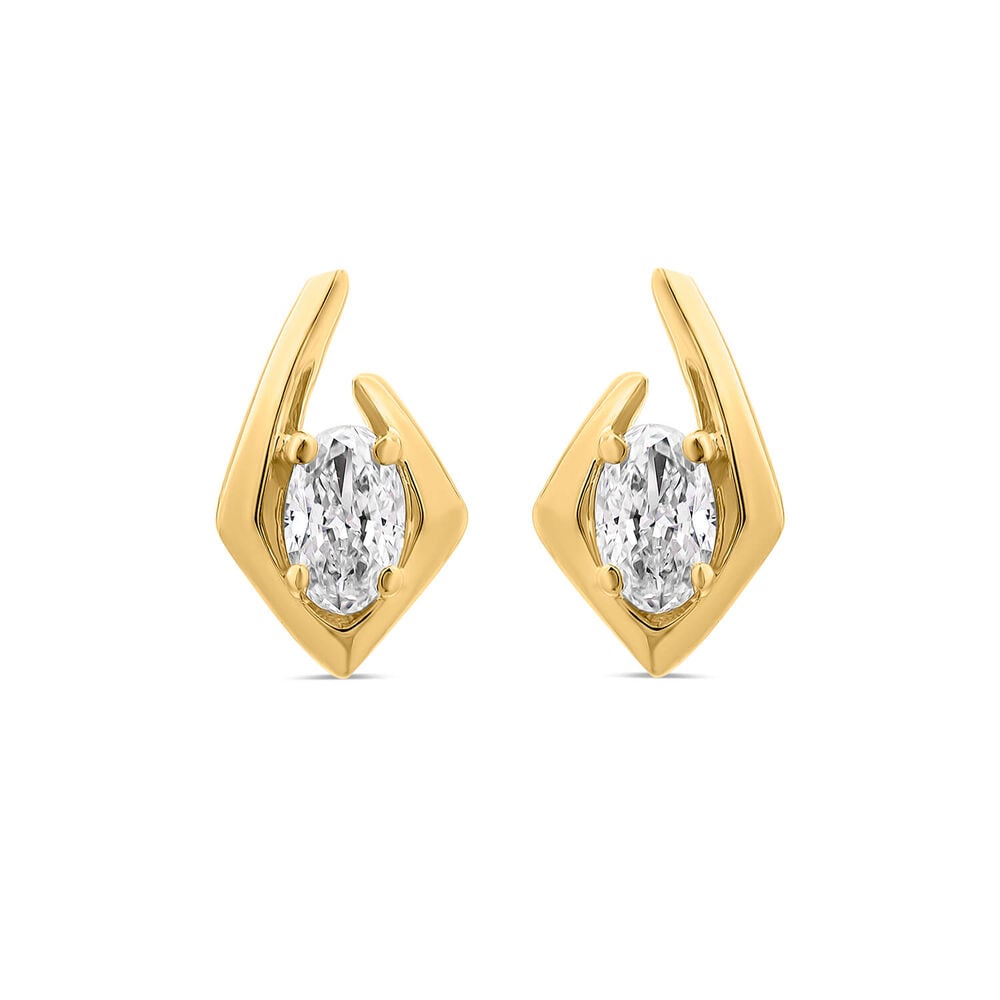 Born Kissed with Diamonds 9ct Yellow Gold Lab Grown 0.20ct Oval Diamond Split Shaped Earrings