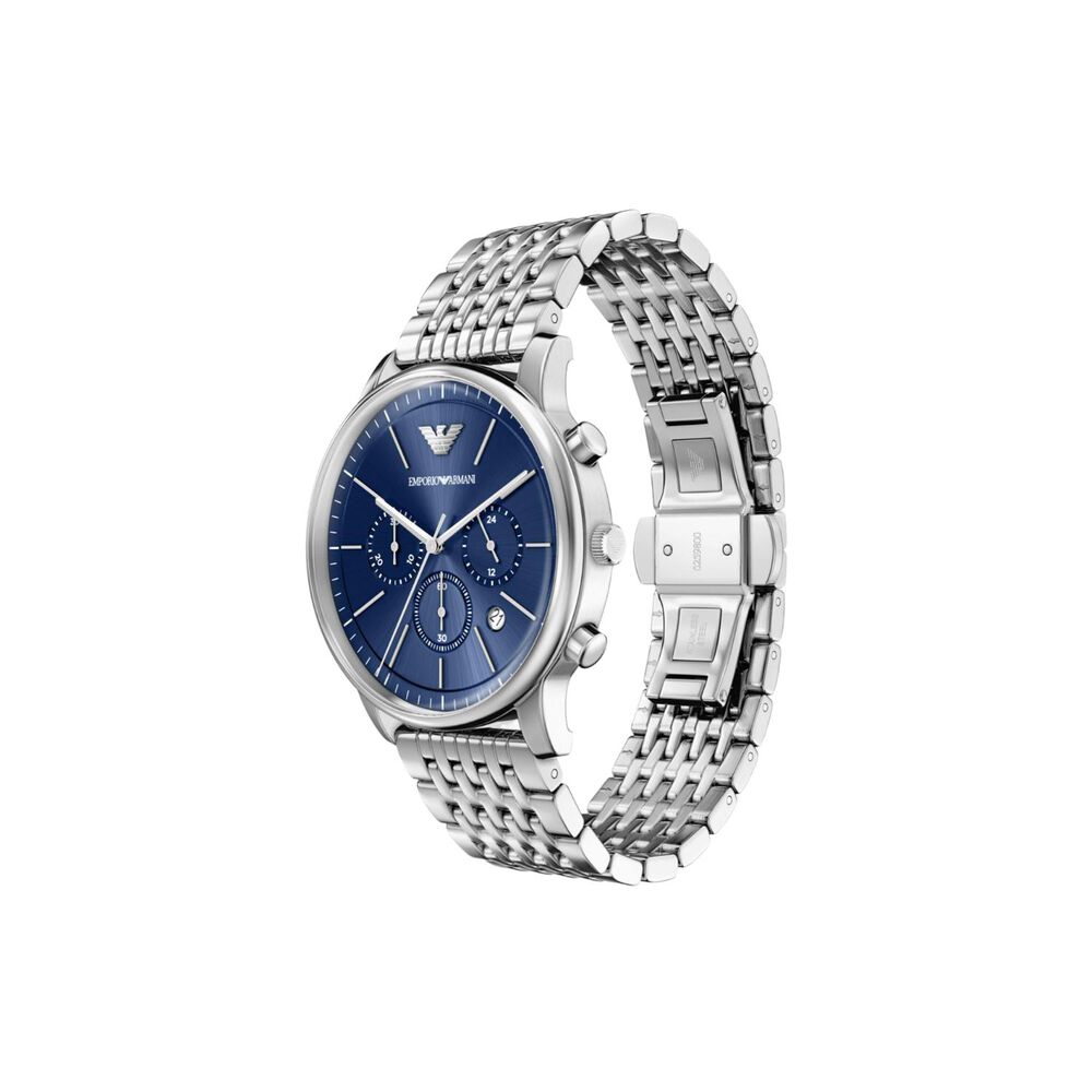 Emporio Armani Minimalist 42mm Blue Dial Stainless Steel Bracelet Watch