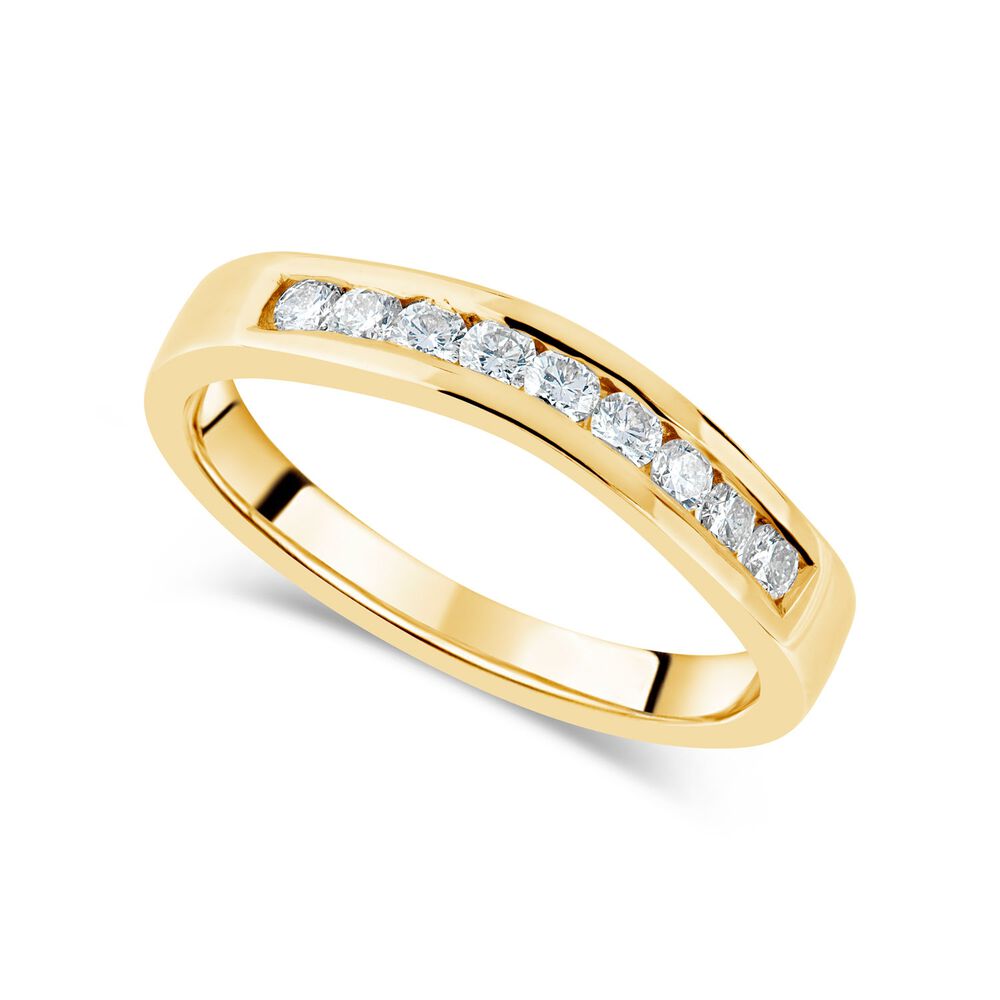 18ct Gold Shaped 2mm Diamond Set Wedding Ring