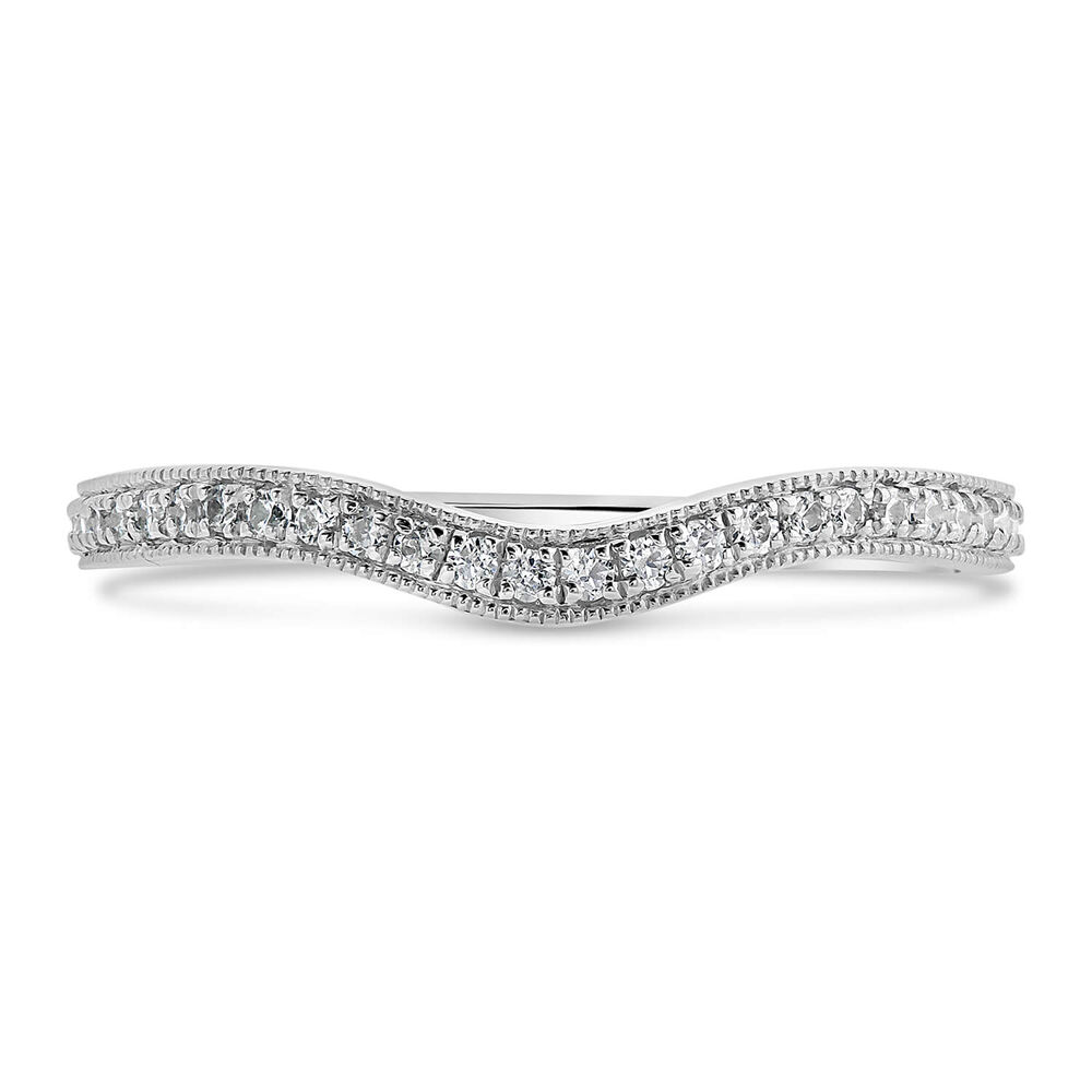 Kathy de Stafford 18ct White Gold Milgrain Dip Ring 0.16ct