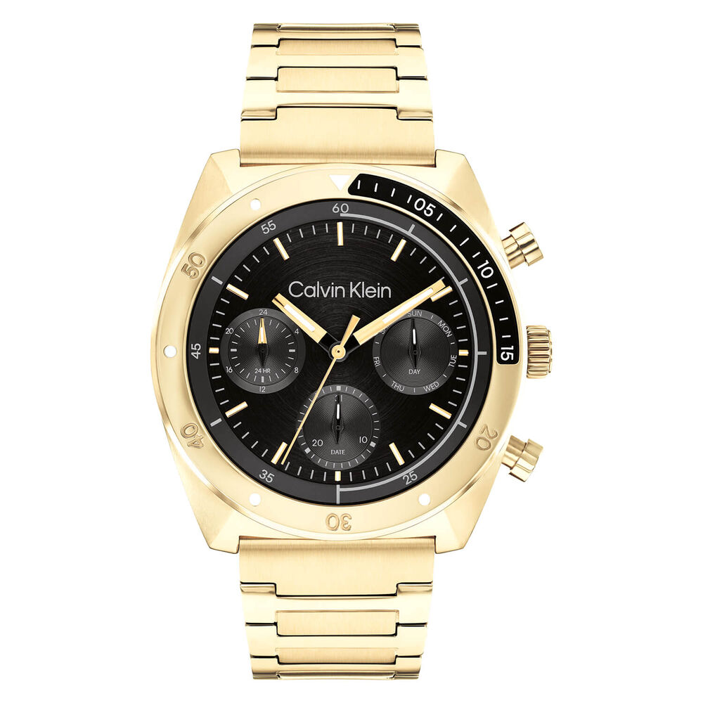 Calvin Klein CK Flex 42mm Black Dial Gold Plated Steel Bracelet Watch image number 0