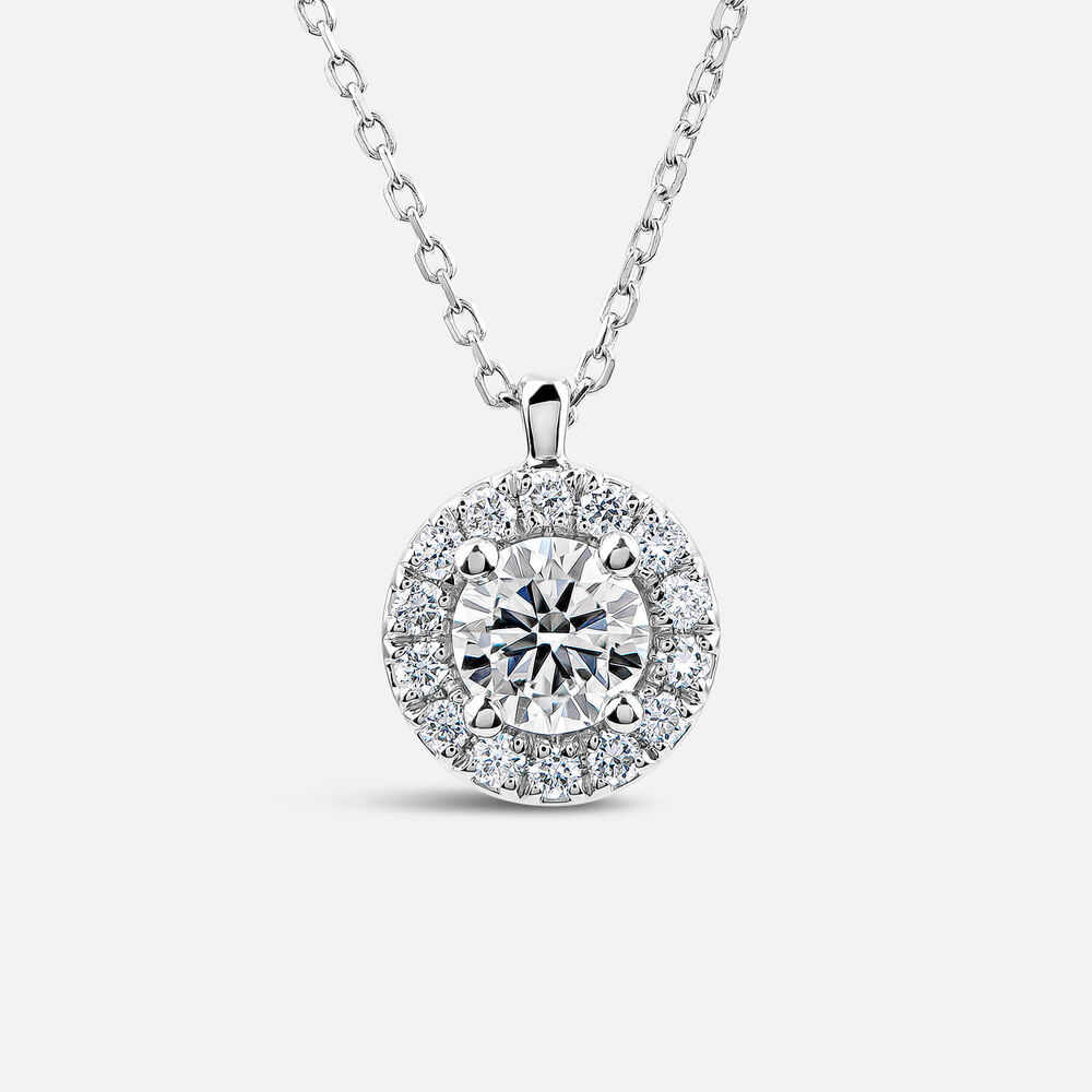 Born 9ct White Gold Lab Grown 0.52ct Halo Diamond Pendant