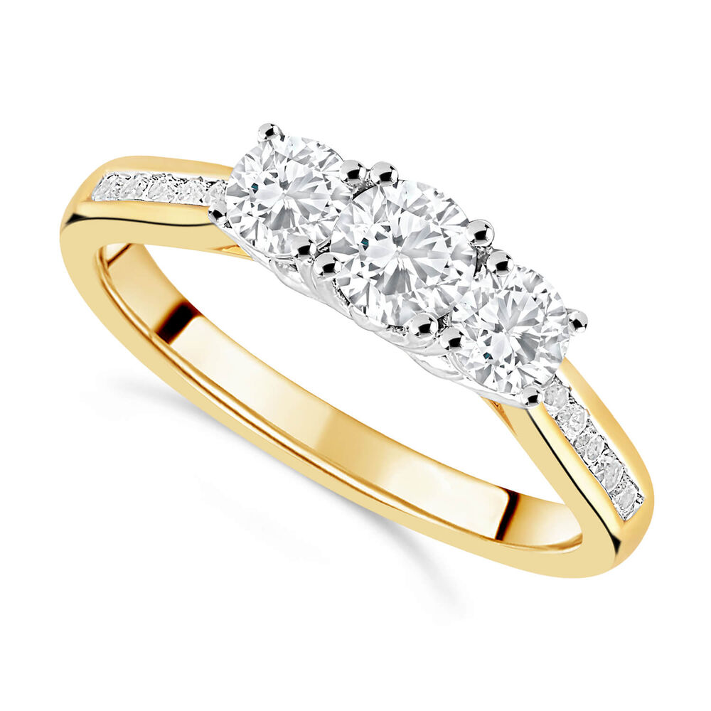 18ct Yellow Gold 0.75ct Trilogy Diamond Tulip Setting Ring