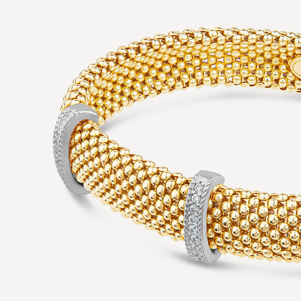 Silver & Yellow Gold Plated Heavy Weight Popcorn Bangle image number 1