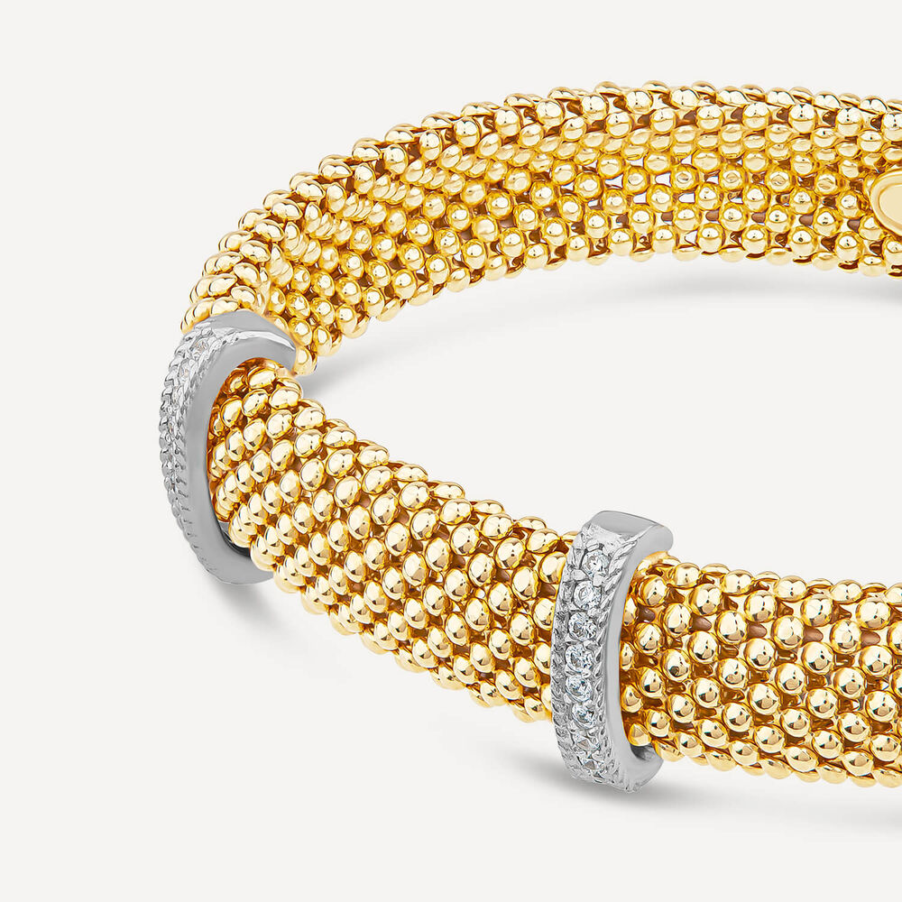 Silver & Yellow Gold Plated Heavy Weight Popcorn Bangle