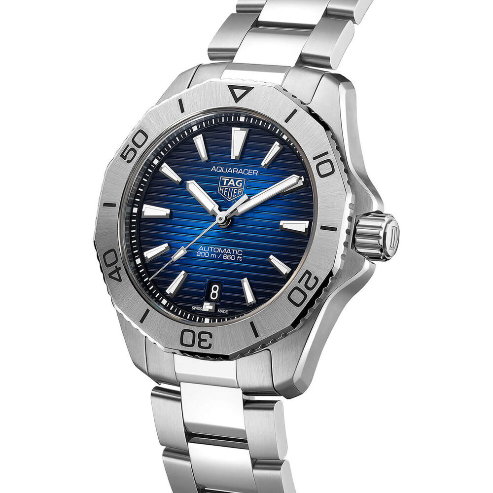 TAG Heuer Aquaracer Professional 200 Date 40mm Blue Smokey Dial Steel Bracelet Watch image number 2